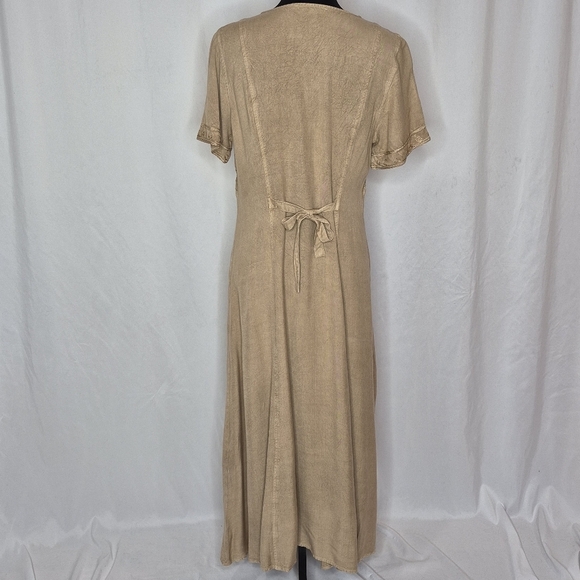 Coldwater Creek Beige Detailed Tonal Embroidered Short Sleeve Dress - Size S - Picture 4 of 12